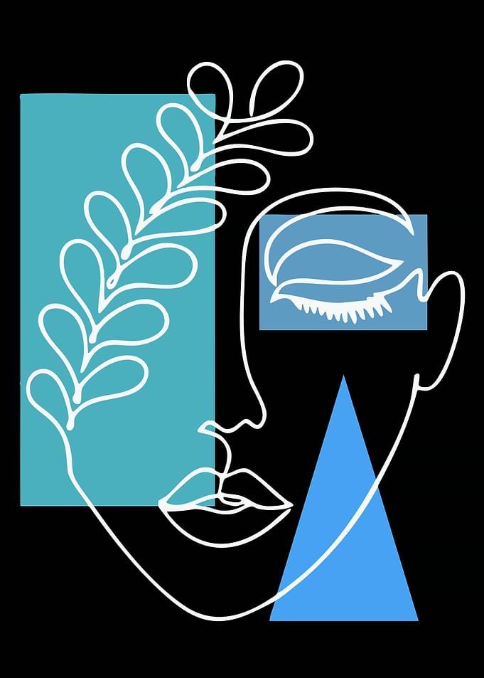 Abstract Minimalist Line Art Face