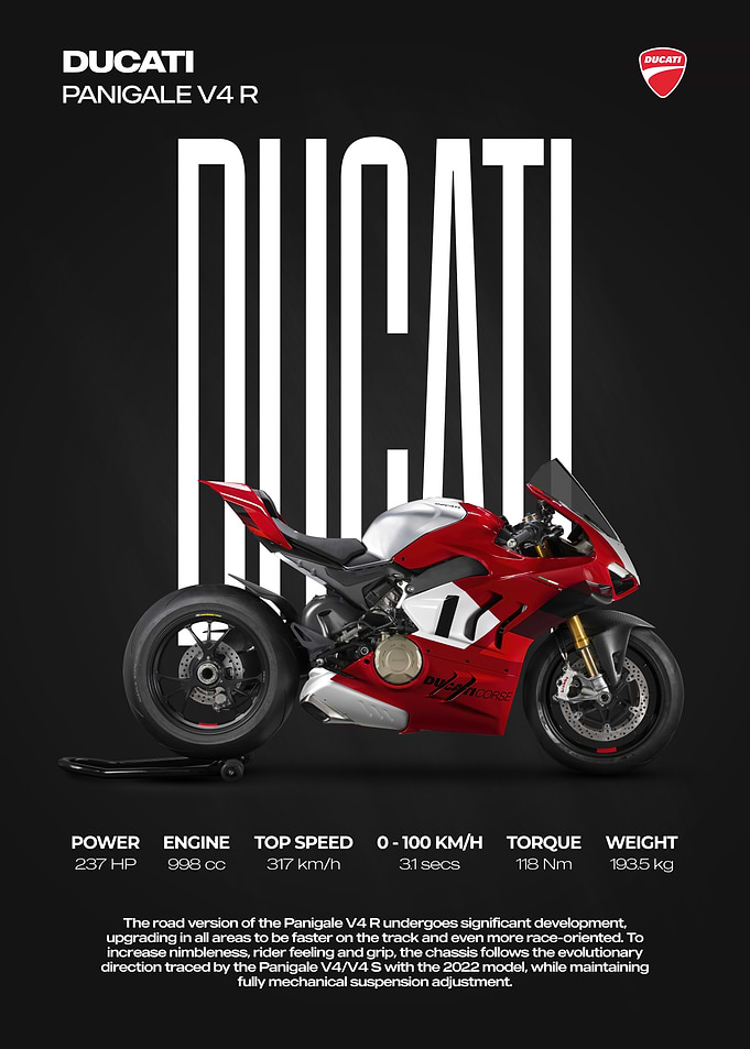Ducati Panigale V4 R Technical Poster