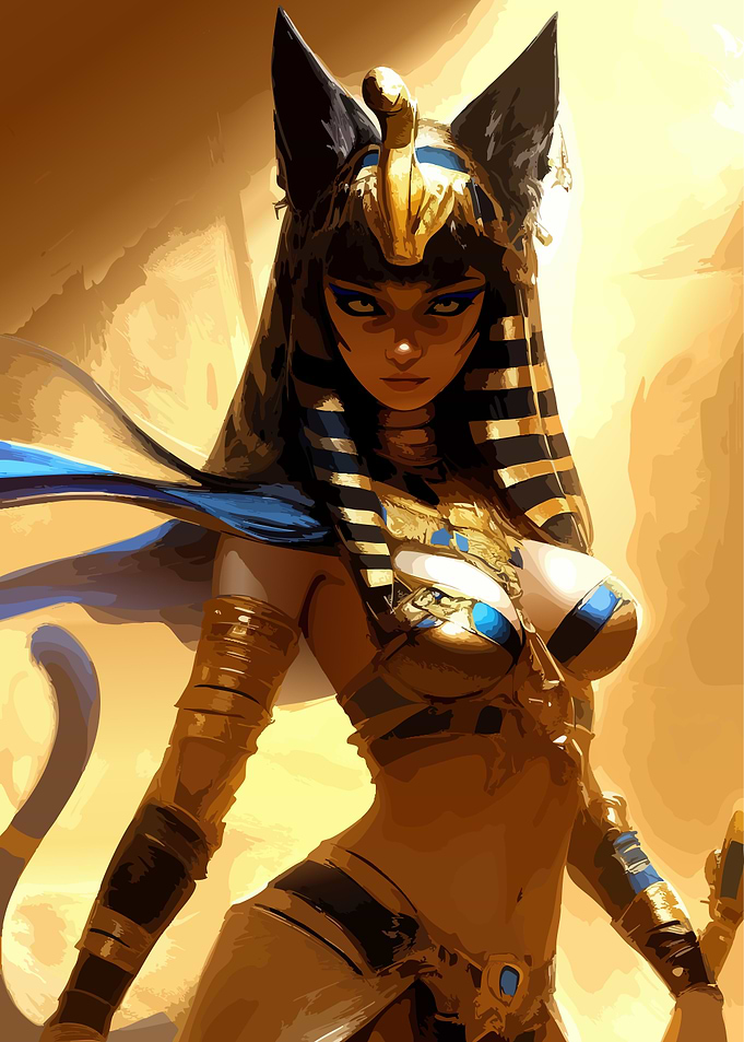 Egyptian Cat Goddess Warrior Portrait