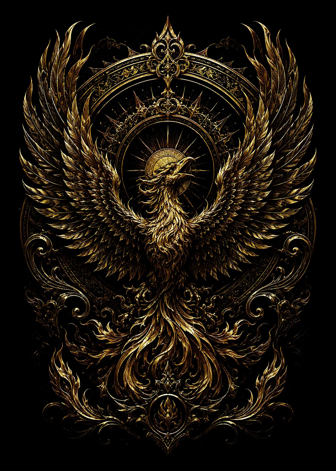 Ornate Golden Phoenix Emblem