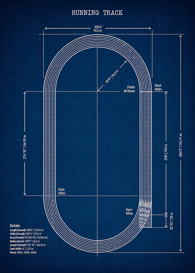 Running Track Blueprint Technical Drawing