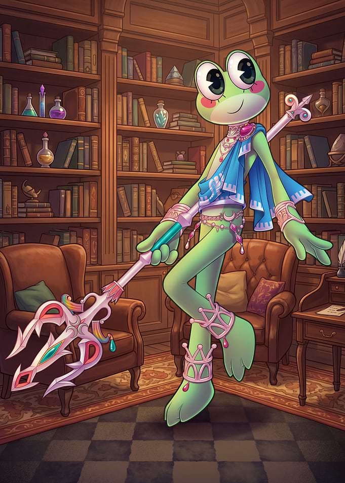Ribbit Frog Wizard in Library