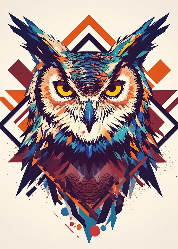 Geometric Abstract Owl Portrait