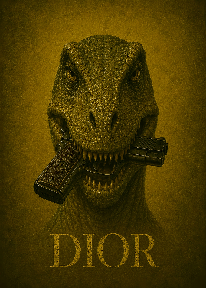 Dinosaur Holding a Pistol Poster