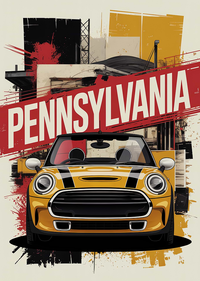 Pennsylvania Yellow Car Art