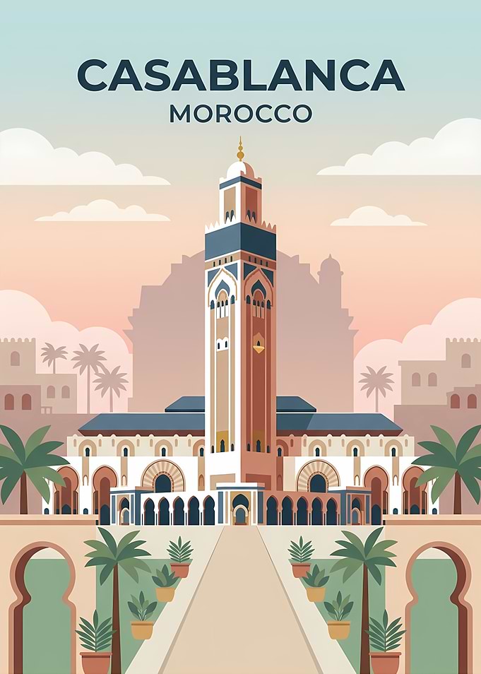 Casablanca Morocco Travel Poster