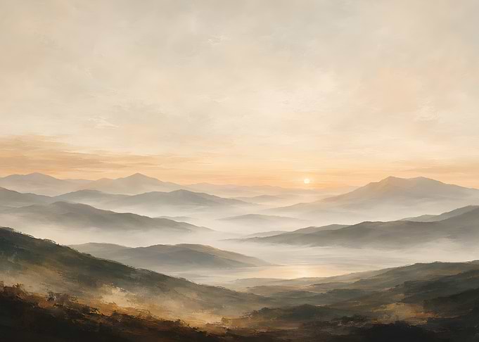 Misty Mountain Sunrise Landscape