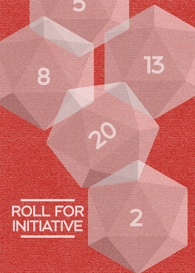 Minimalist Roll for Initiative D20 Board Game Room Poster