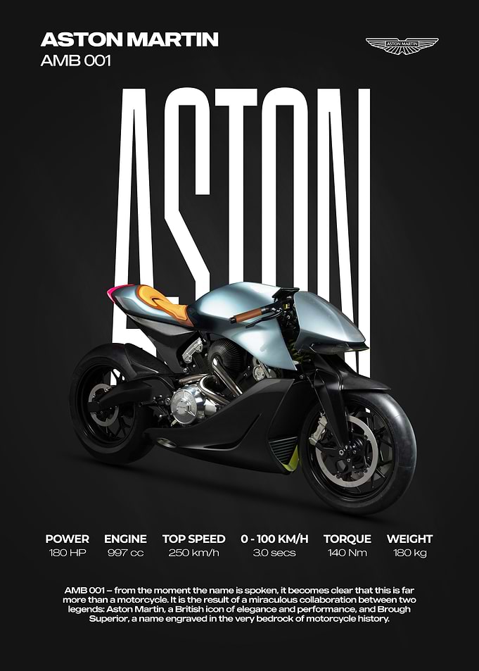 Aston Martin AMB 001 Motorcycle Poster