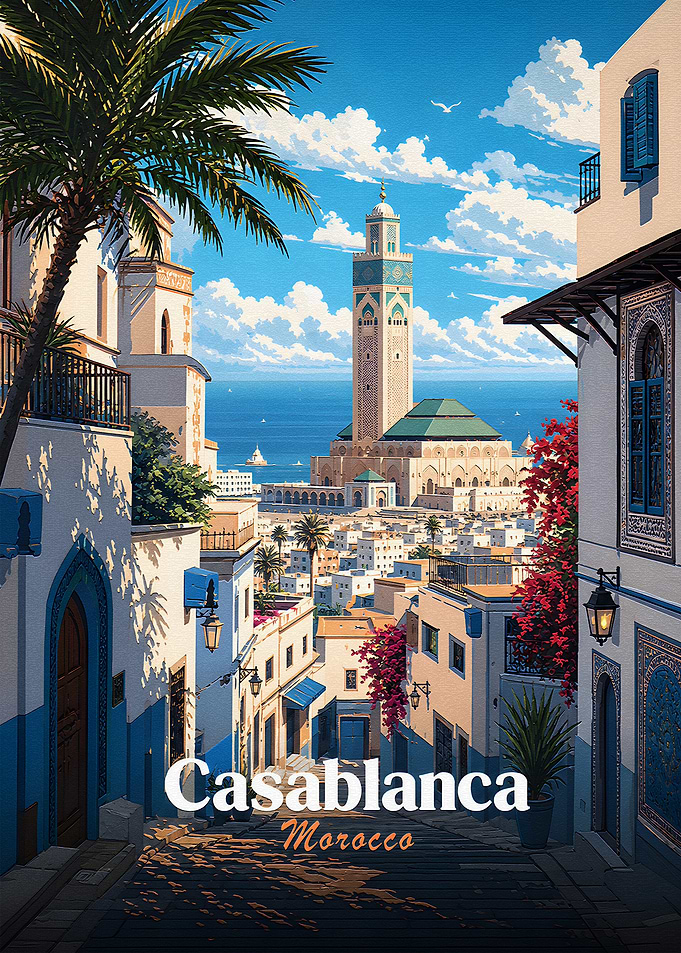 Casablanca Morocco Travel Poster