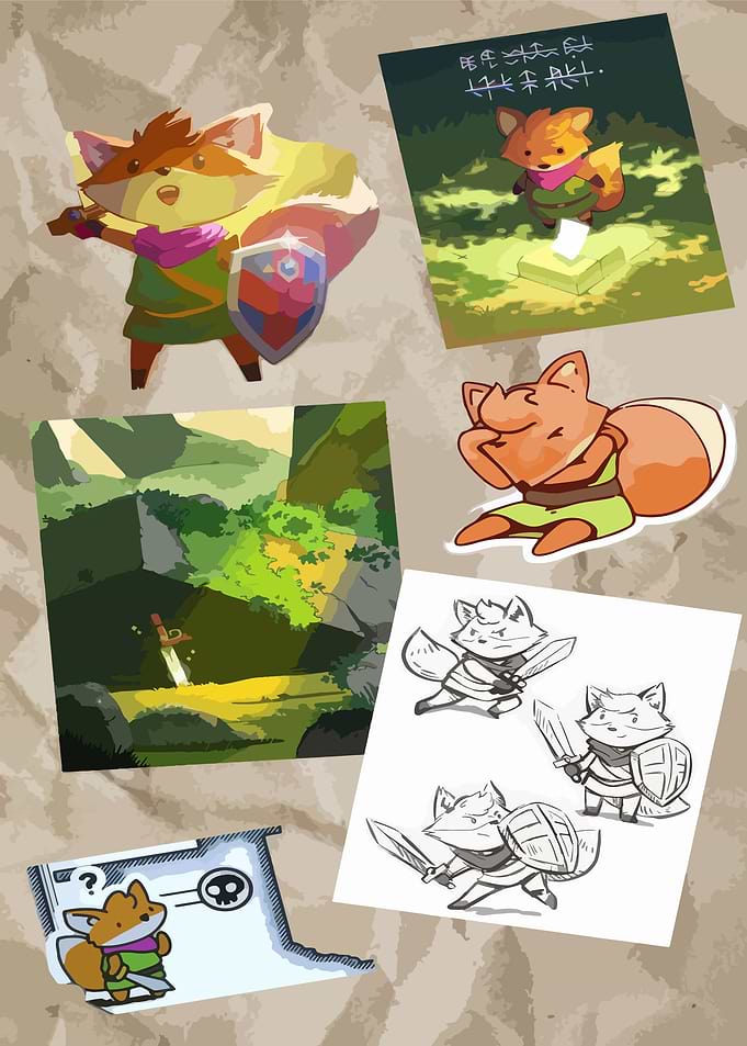 Tunic Game Character Sticker Collage