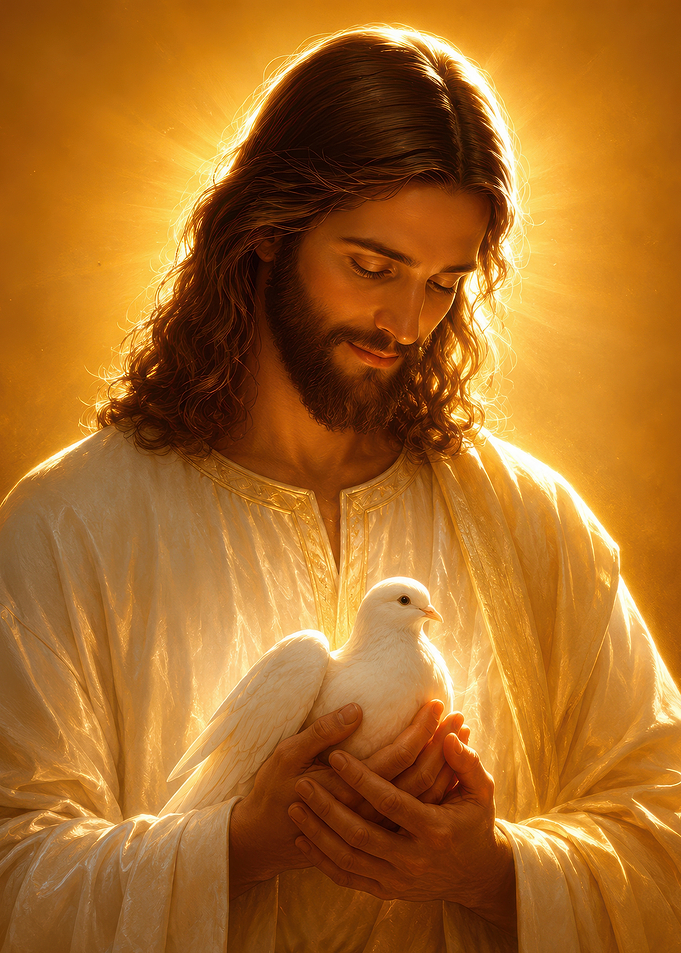 Jesus Holding a White Dove