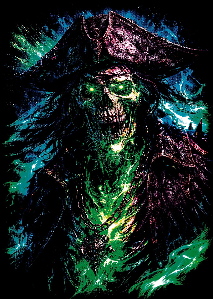 Glowing Spectral Pirate Captain Portrait