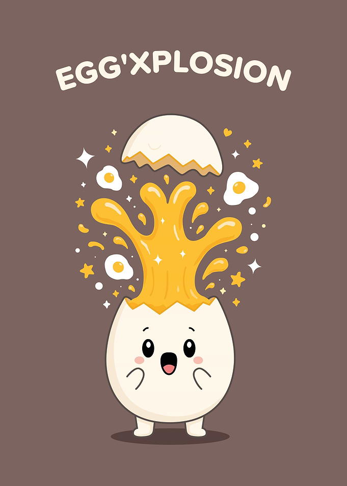 Cute Egg Explosion Cartoon Illustration