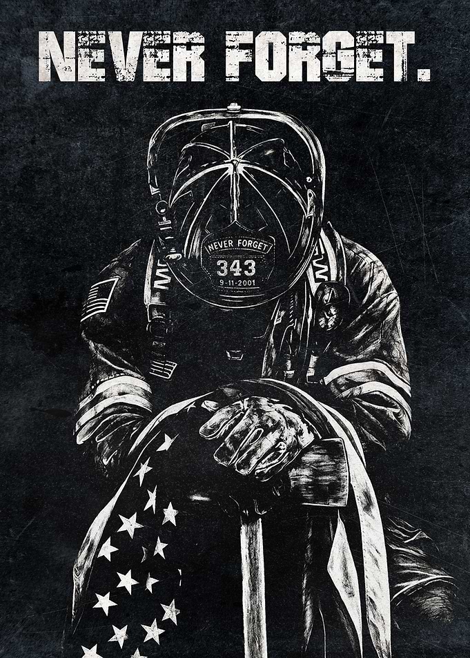Heroic Firefighter Tribute Wall Art | Inspirational Flag Raising Poster | Patriotic Memorial Decor
