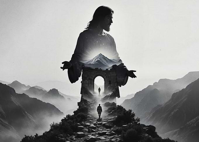 Double Exposure Jesus Mountain Path