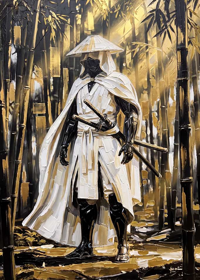 Cybernetic Samurai in Bamboo Forest