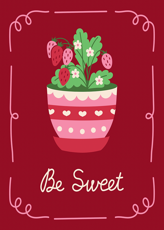 Be Sweet Strawberry Plant Illustration