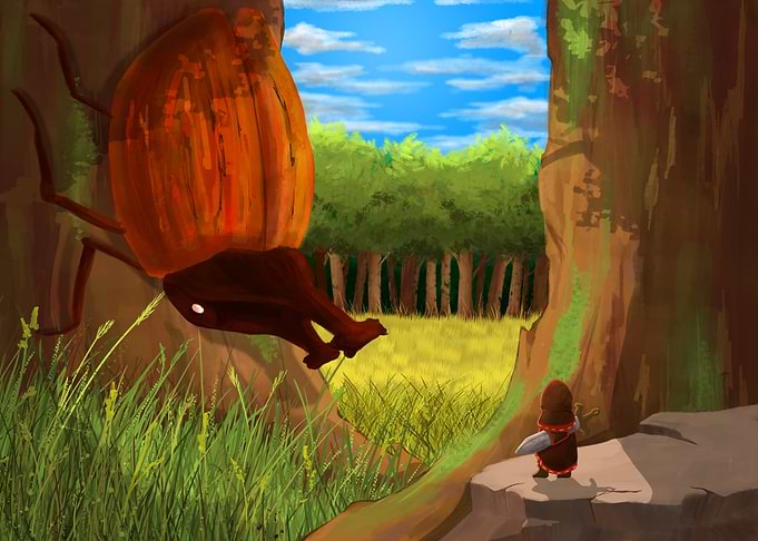 Small Knight Facing Giant Beetle