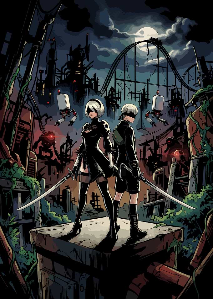 NieR: Automata 2B and 9S Illustration