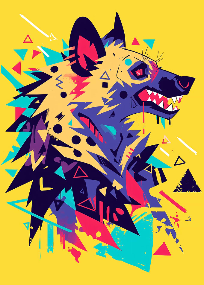 Abstract Geometric Hyena Pop Art