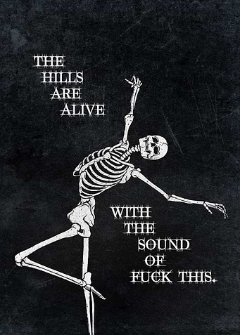 Funny Skeleton Quote Wall Art | Dark Humor Skull Illustration Poster | Gothic Meme Decor Print