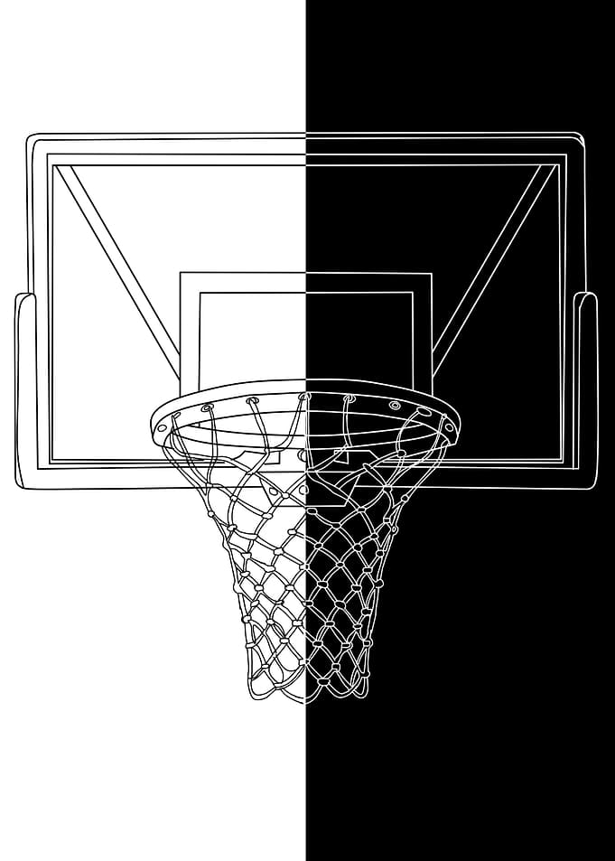 Minimalist Basketball Hoop Line Art
