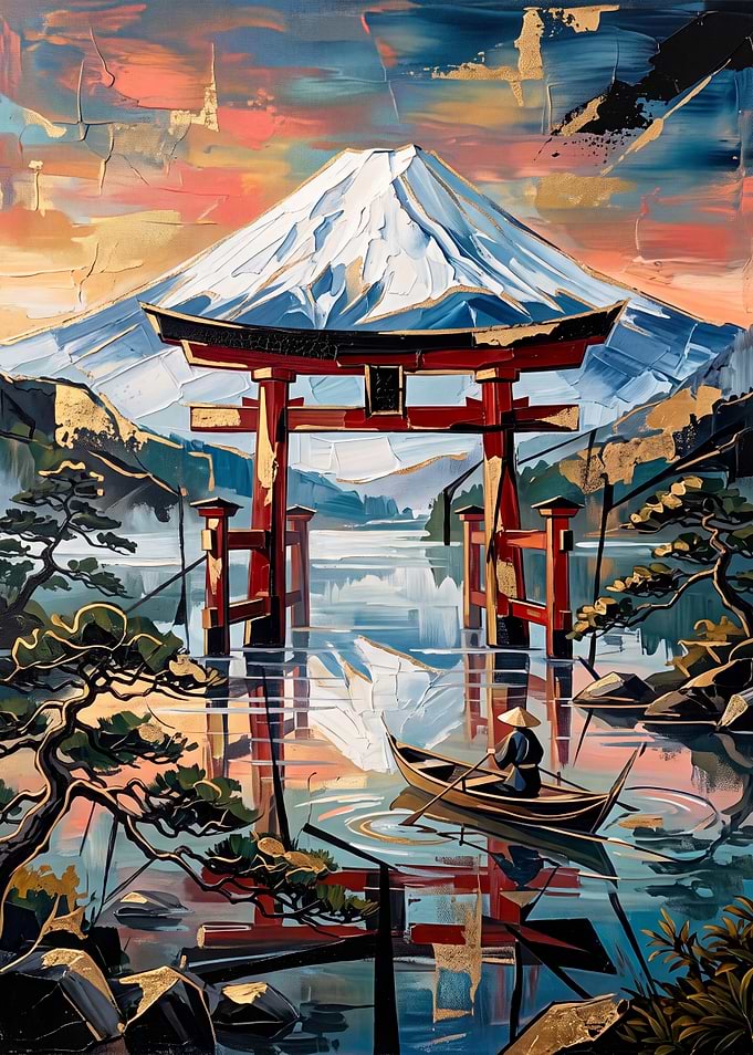 Mount Fuji and Torii Gate Painting