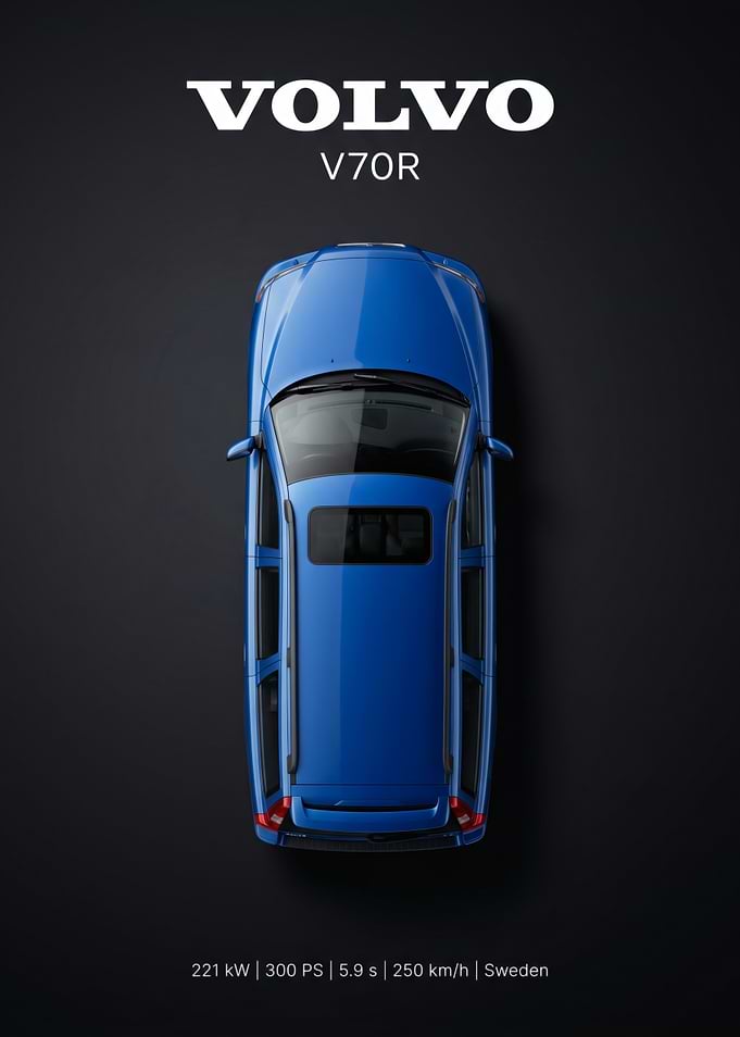 Volvo V70R Minimalist Car Poster