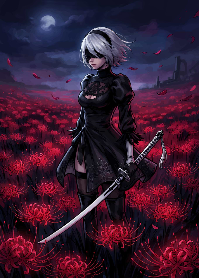 2B in a Field of Spider Lilies
