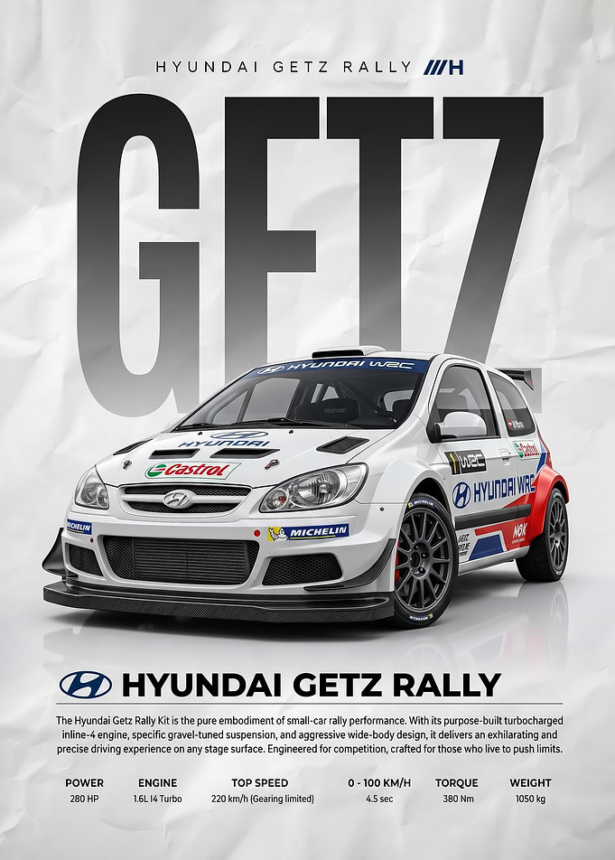 sleek race Hyundai Getz Rally Car Poster