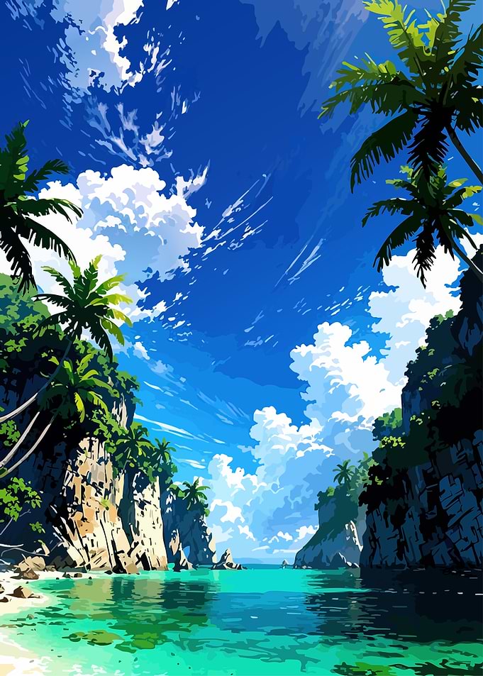 Tropical Island Cove Landscape