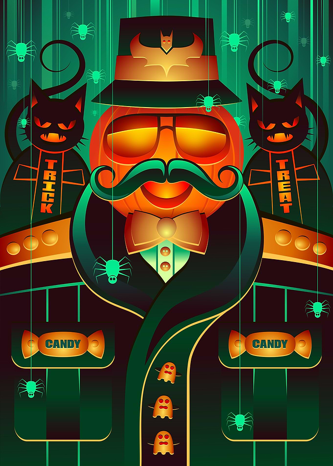 Dapper Halloween Pumpkin Gentleman Illustration