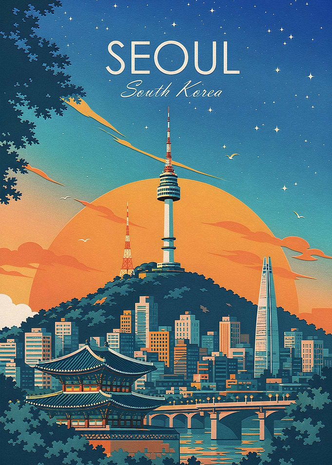 Seoul South Korea Travel Poster