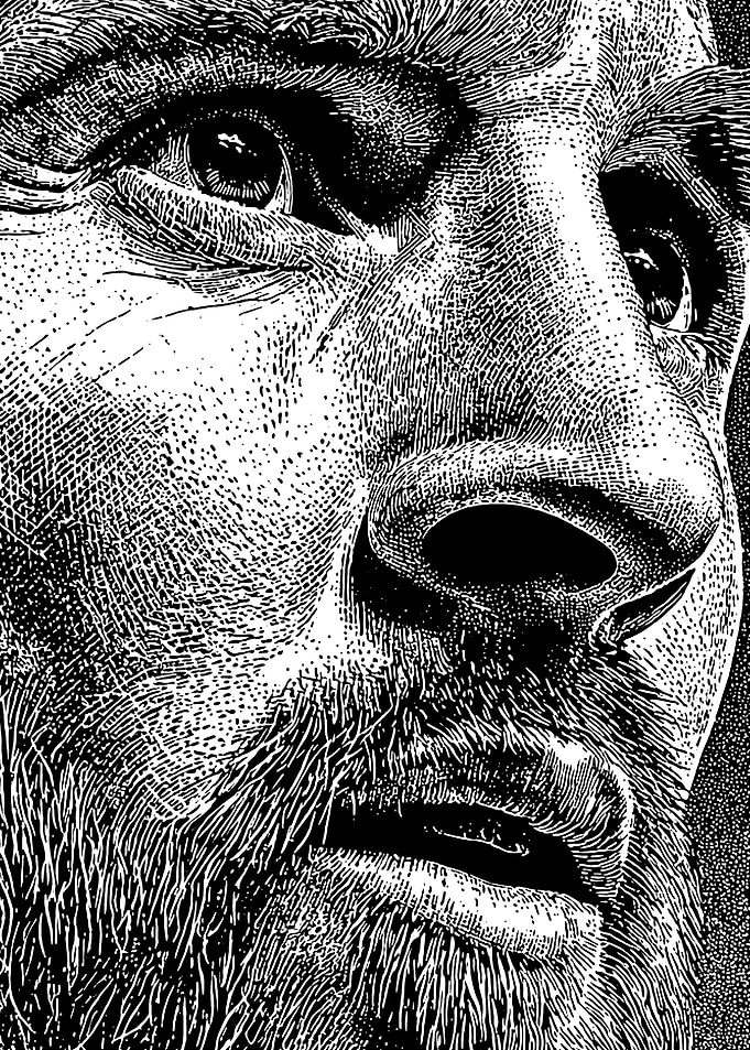 Stippled Portrait of a Bearded Man