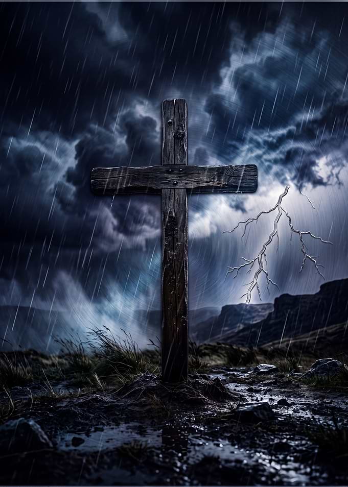 Stormy Weather Wooden Cross