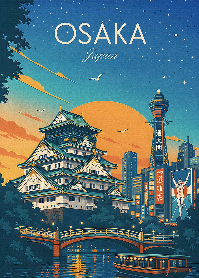 Osaka Japan Travel Poster