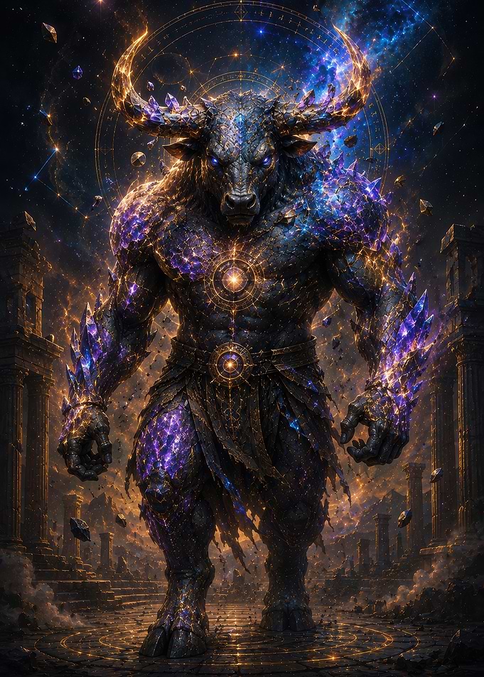 Cosmic Minotaur Warrior in Ruins