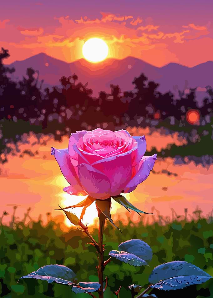 Pink Rose at Sunset