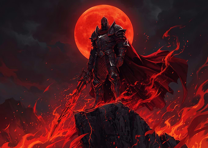Dark Knight Under Blood Moon
