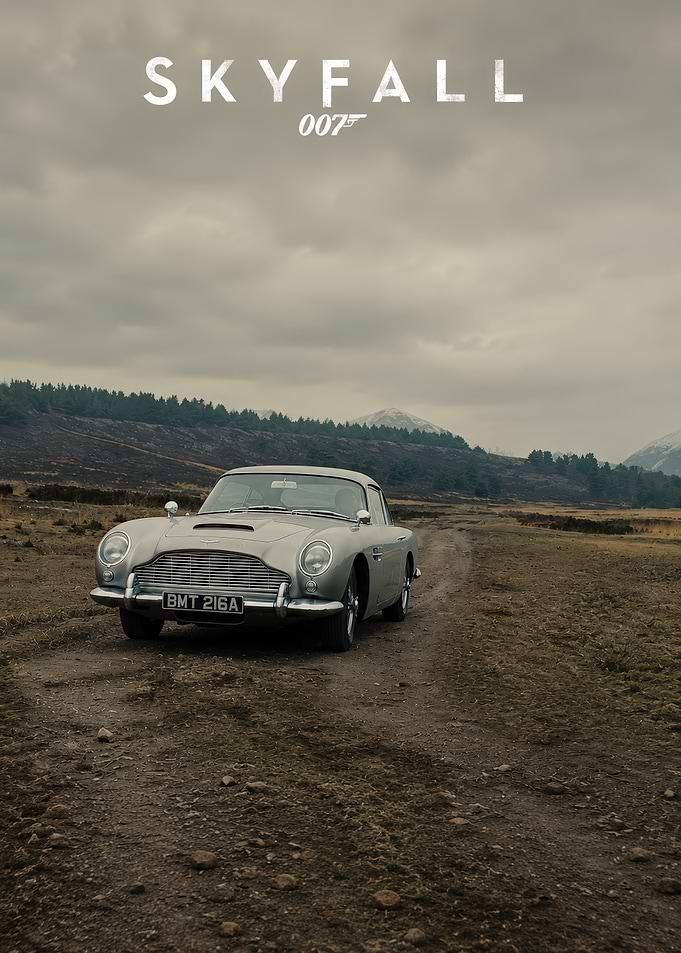 Skyfall 007 James Bond Aston Martin Poster