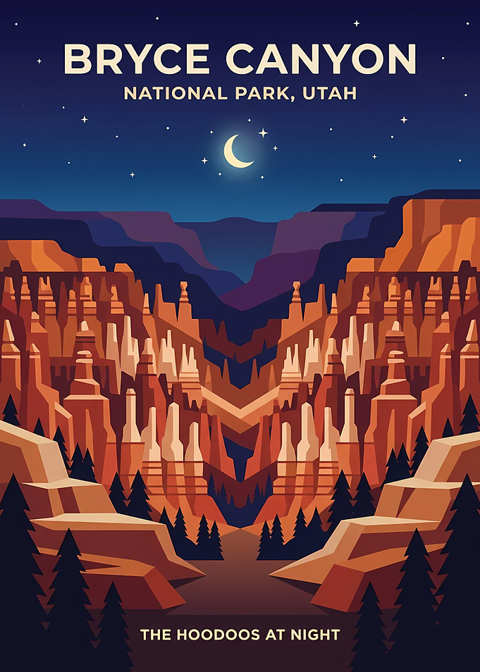 Bryce Canyon National Park Night Poster