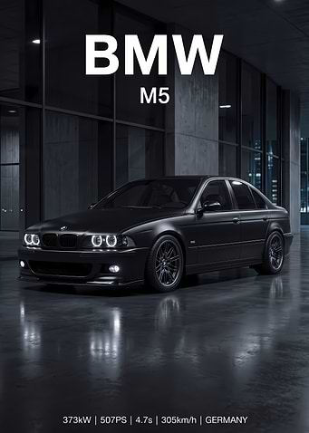 Black BMW M5 E39 Poster