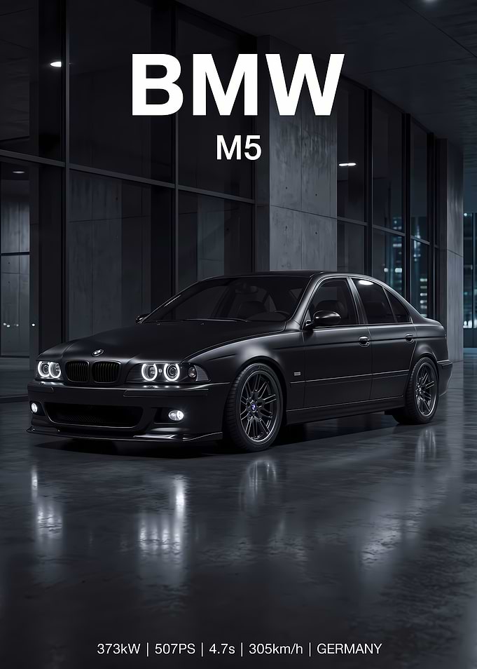 Black BMW M5 E39 Poster