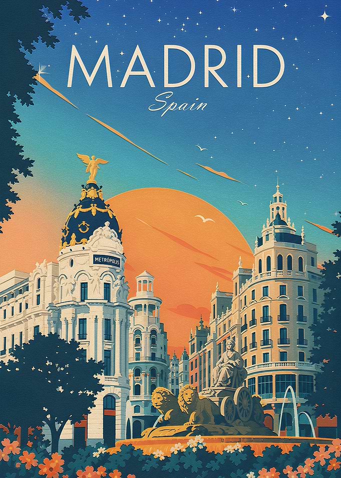 Vintage Travel Poster of Madrid