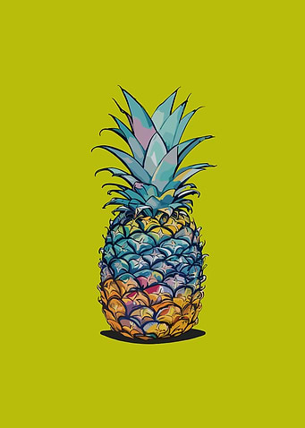 Colorful Pop Art Pineapple Illustration