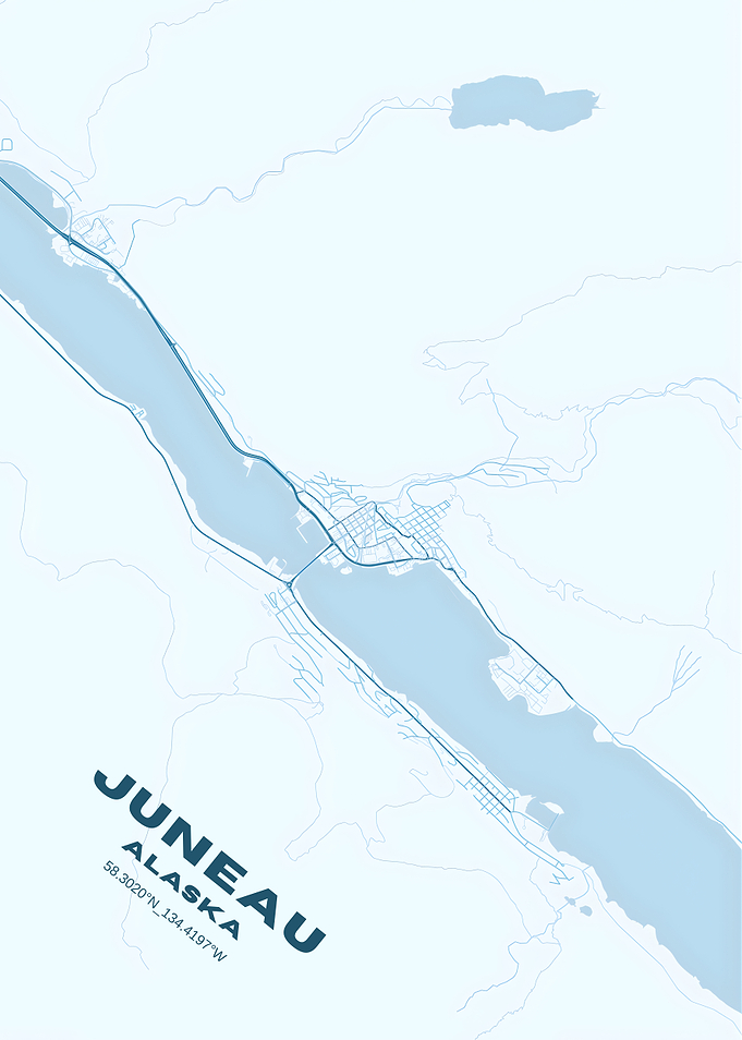 Minimalist Map of Juneau Alaska