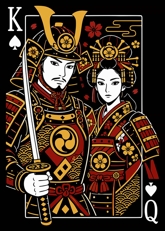 Samurai King and Queen Playing Card