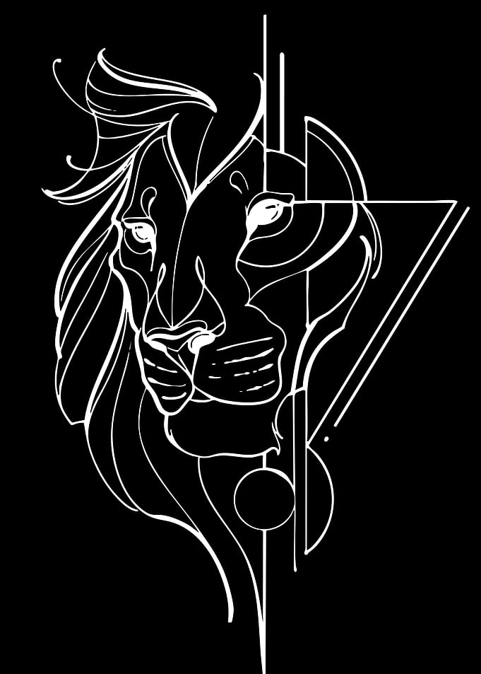Geometric Lion Line Art Portrait