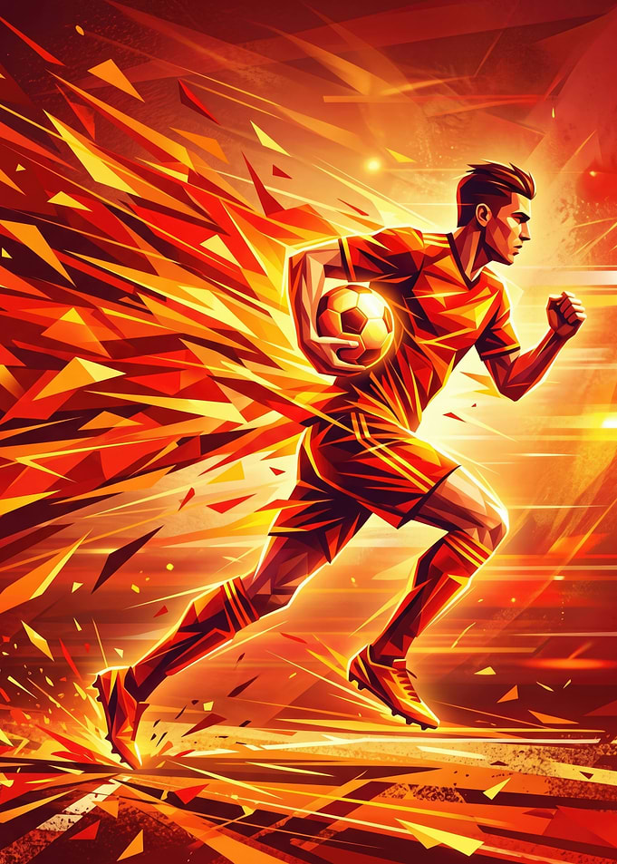 Fiery Soccer Player in Motion